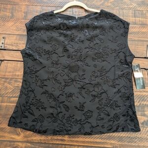 NWT Kaspar & Company Black velvet burnout top 12P